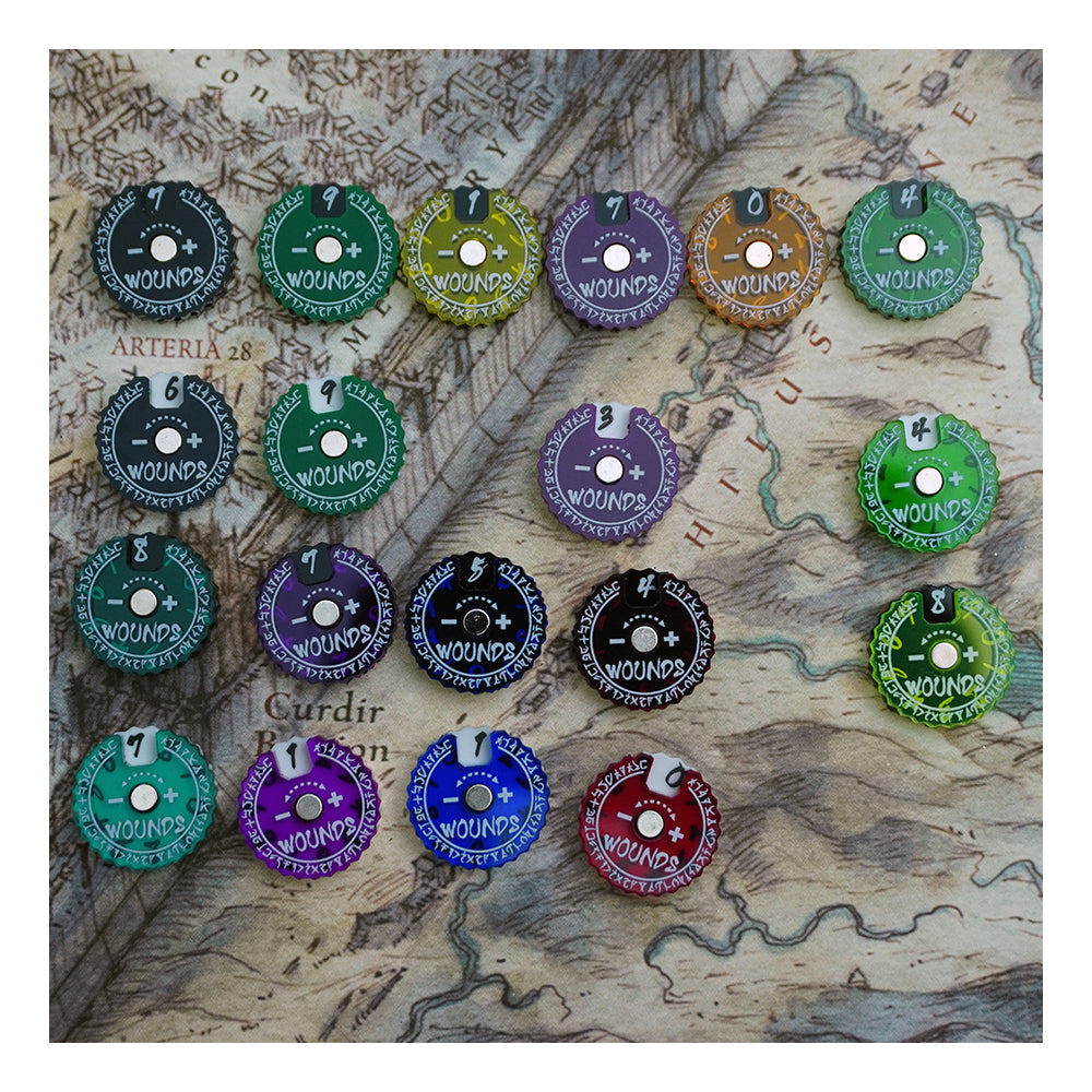 Trinity Hobby: Magnetic Wound Counters 0-10 Wounds (random colour) - Trinity Hobby