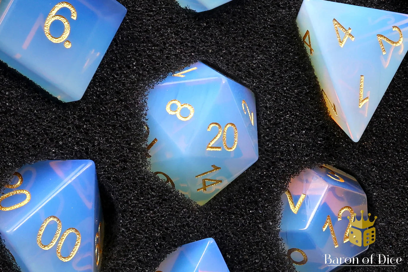 [Pre-Order] Baron of Dice - Natural Opal Gemstone RPG Dice Set - 7 Pieces - Trinity Hobby