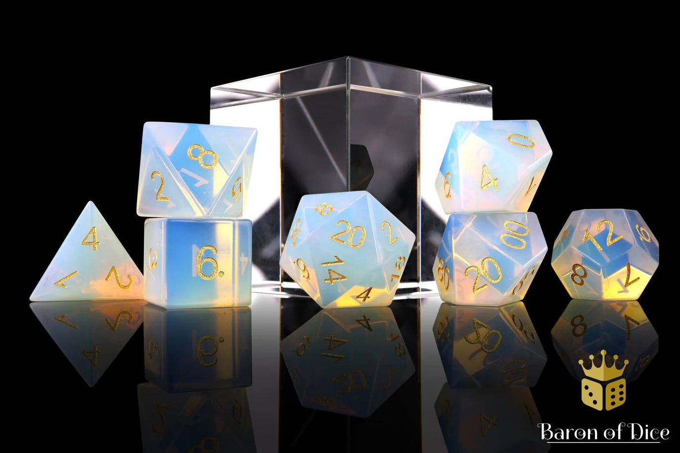 [Pre-Order] Baron of Dice - Natural Opal Gemstone RPG Dice Set - 7 Pieces - Trinity Hobby
