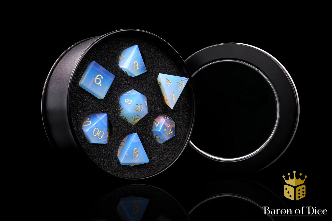 [Pre-Order] Baron of Dice - Natural Opal Gemstone RPG Dice Set - 7 Pieces - Trinity Hobby