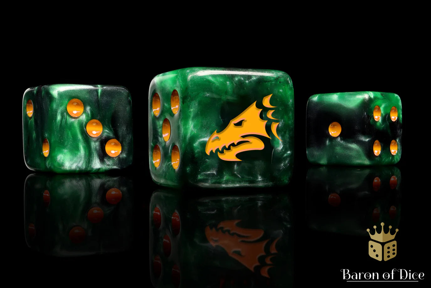 [Pre-Order] Baron of Dice - (ROUND EDGE) Drake - Green & Gold [25 CT] - Trinity Hobby