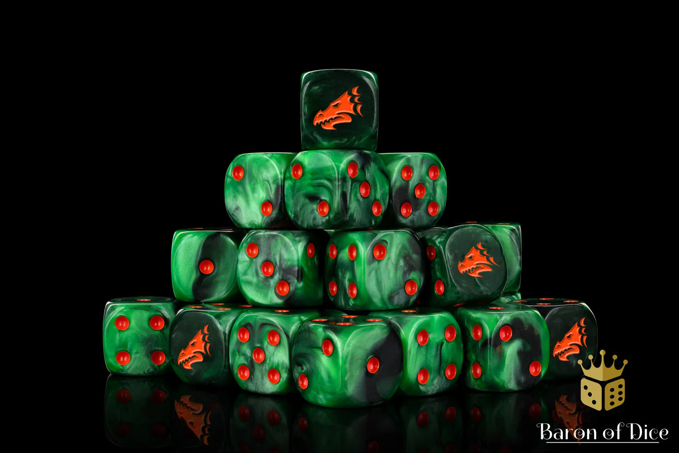 [Pre-Order] Baron of Dice - (ROUND EDGE) Drake - Green & Orange [25 CT] - Trinity Hobby