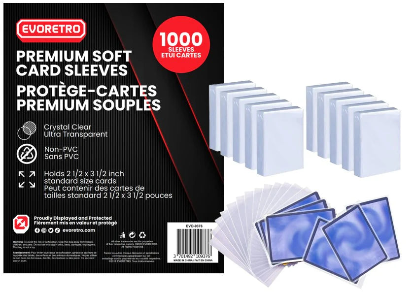 EVORETRO: Premium Card Sleeves Pack (1000CT) for Pokemon or Sports Cards (Standard Size) (Copy) - Trinity Hobby