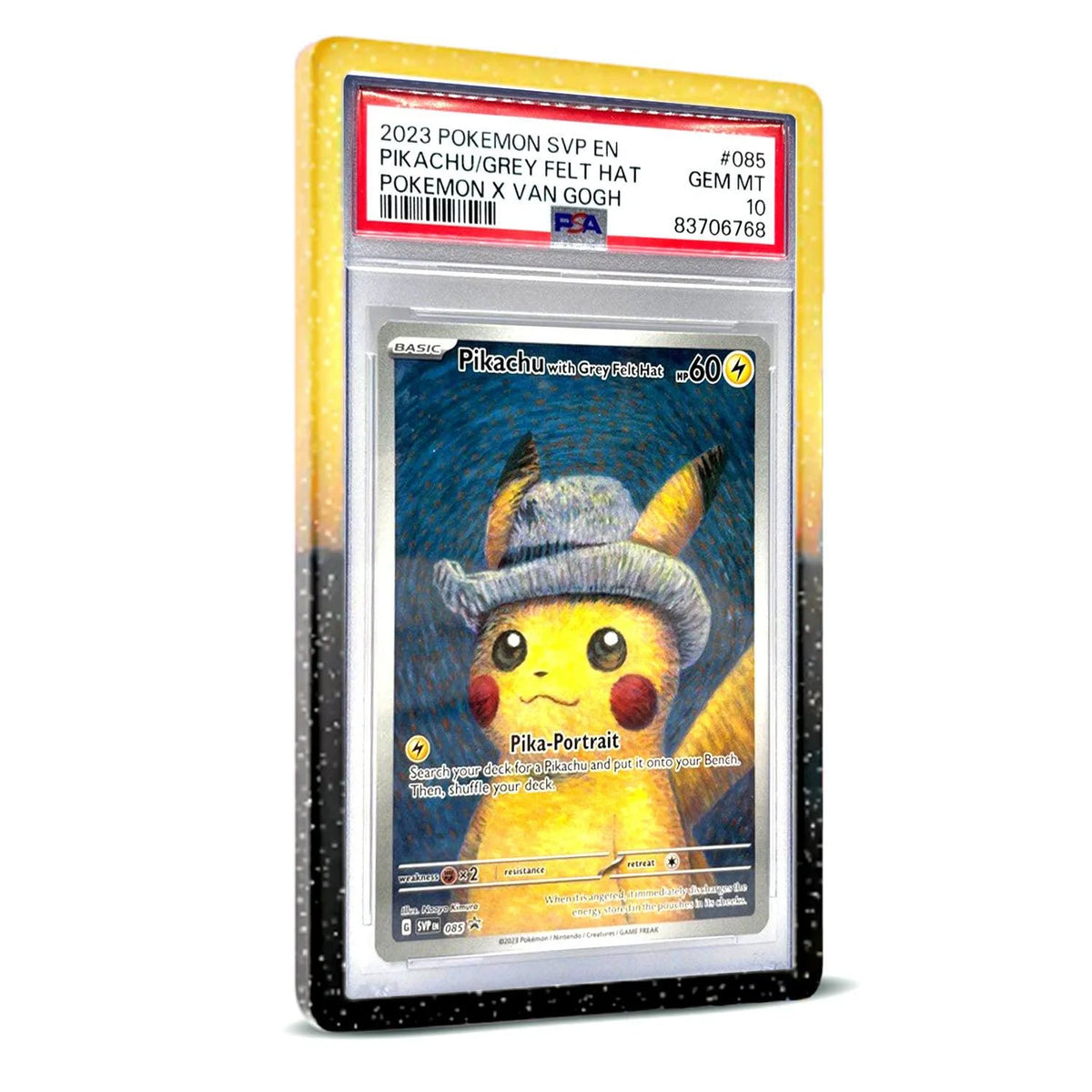 Evoretro bumper graded slab protector for PSA cards in yellow-black glitter finish