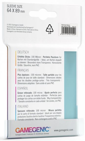 Sleeves: Gamegenic Thick Inner Sleeves (50) - Trinity Hobby