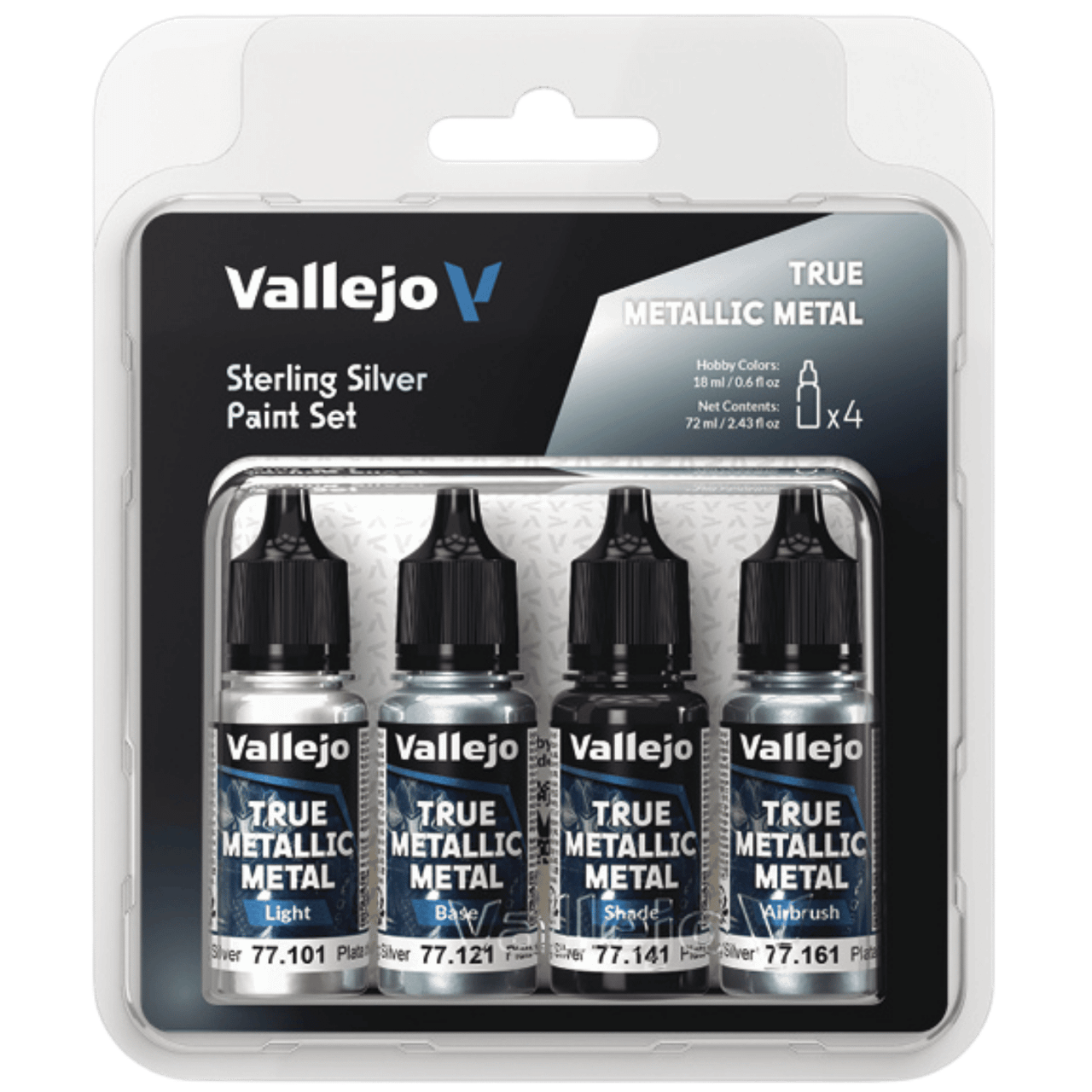 Vallejo True Metallic Metal – Sterling Silver Paint Set (4 x 18ml) - Trinity Hobby