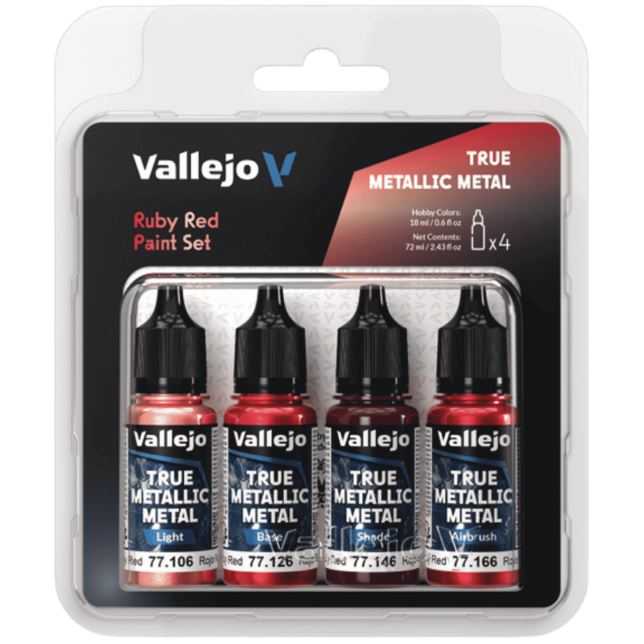 Vallejo True Metallic Metal – Ruby Red Paint Set (4 x 18ml) - Trinity Hobby