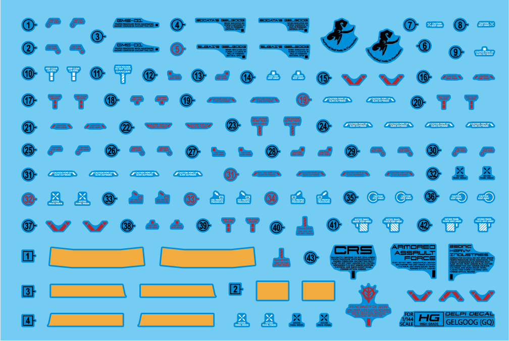 Delpi Decals HG GELGOOG (GC) BOCATA'S & SUGAI'S WATER DECAL - Trinity Hobby