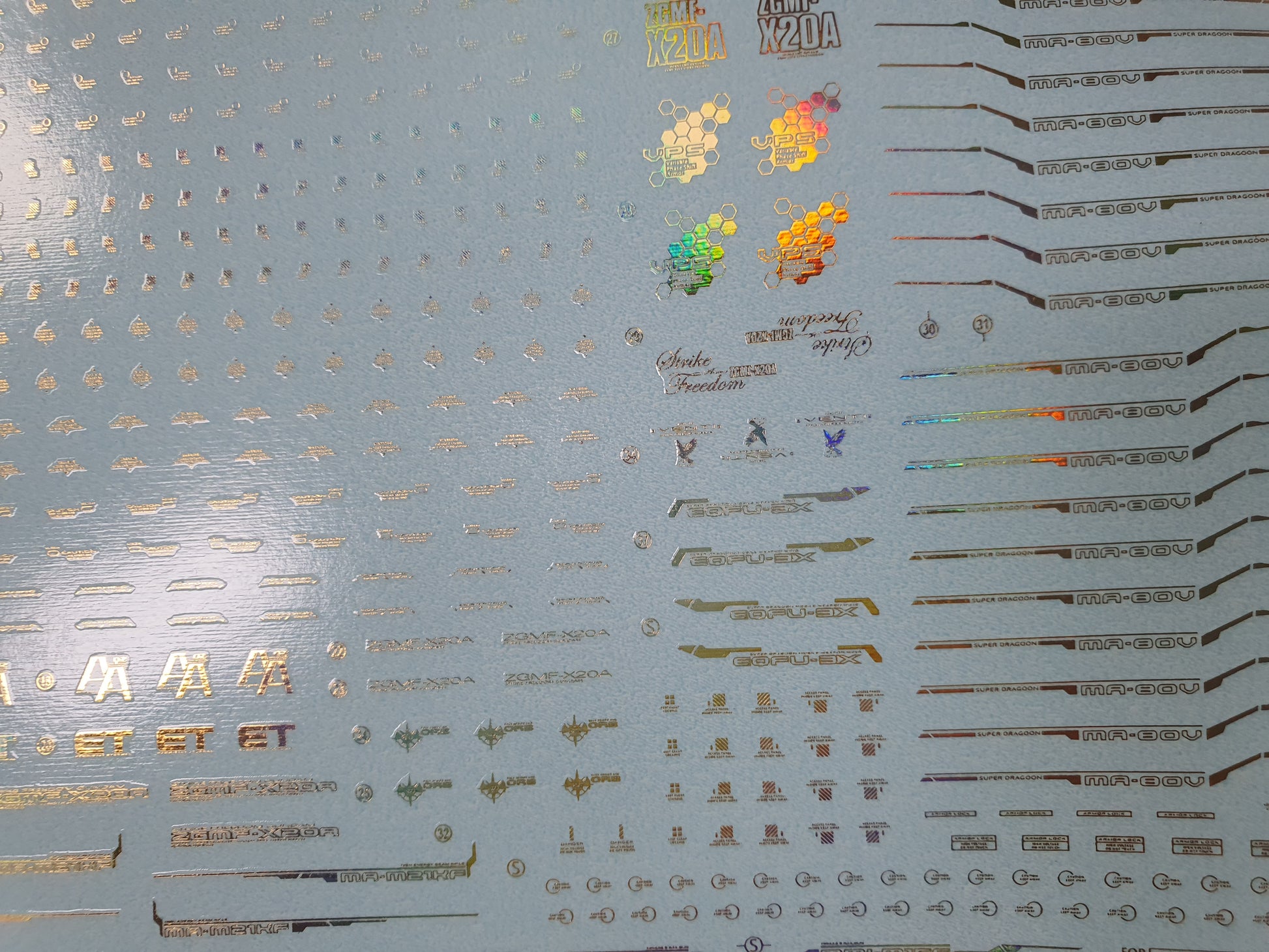 Delpi Decals MGEX STRIKE FREEDOM WATER DECAL (GOLD HOLO) - Trinity Hobby
