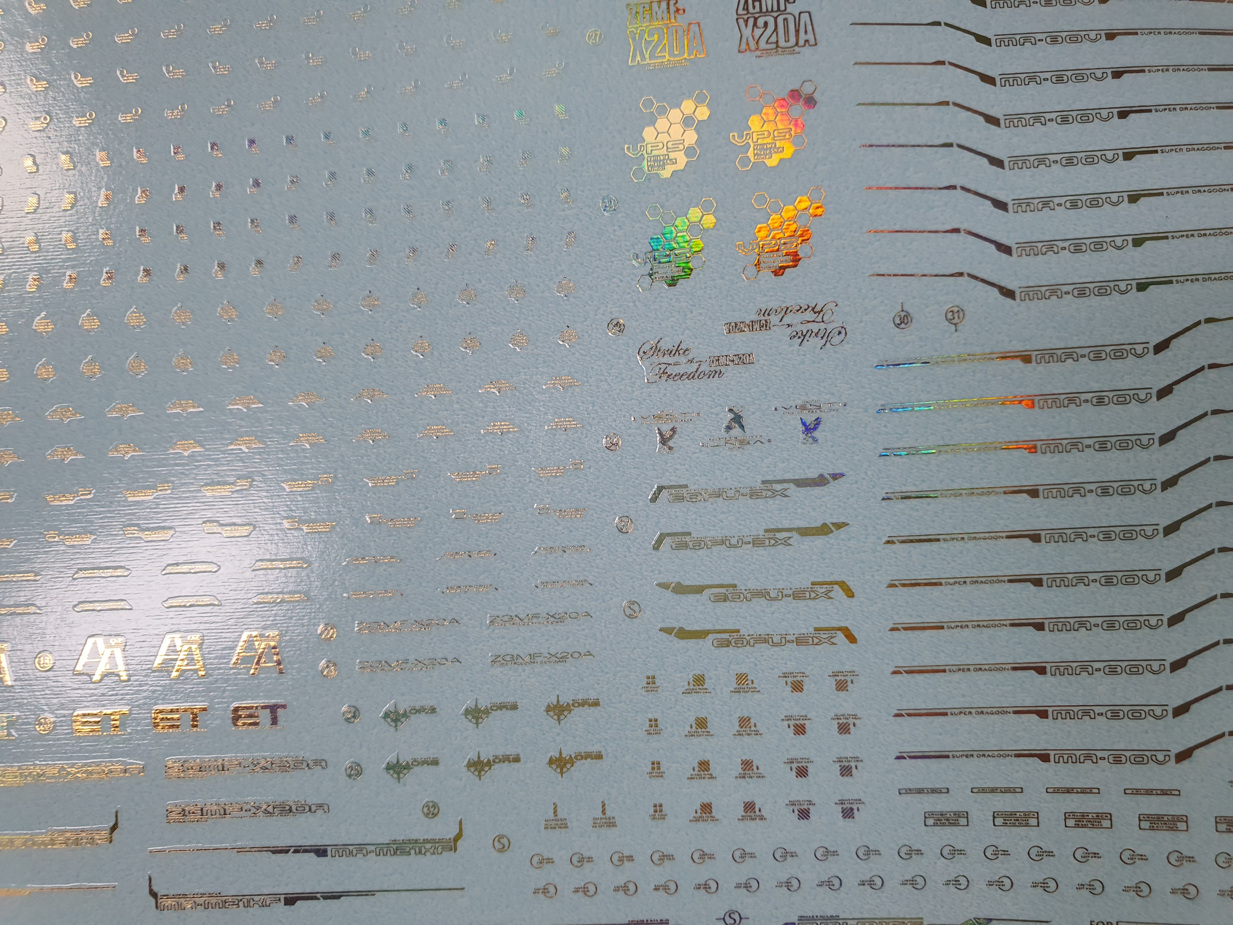 Delpi Decals MGEX STRIKE FREEDOM WATER DECAL (GOLD HOLO) - Trinity Hobby