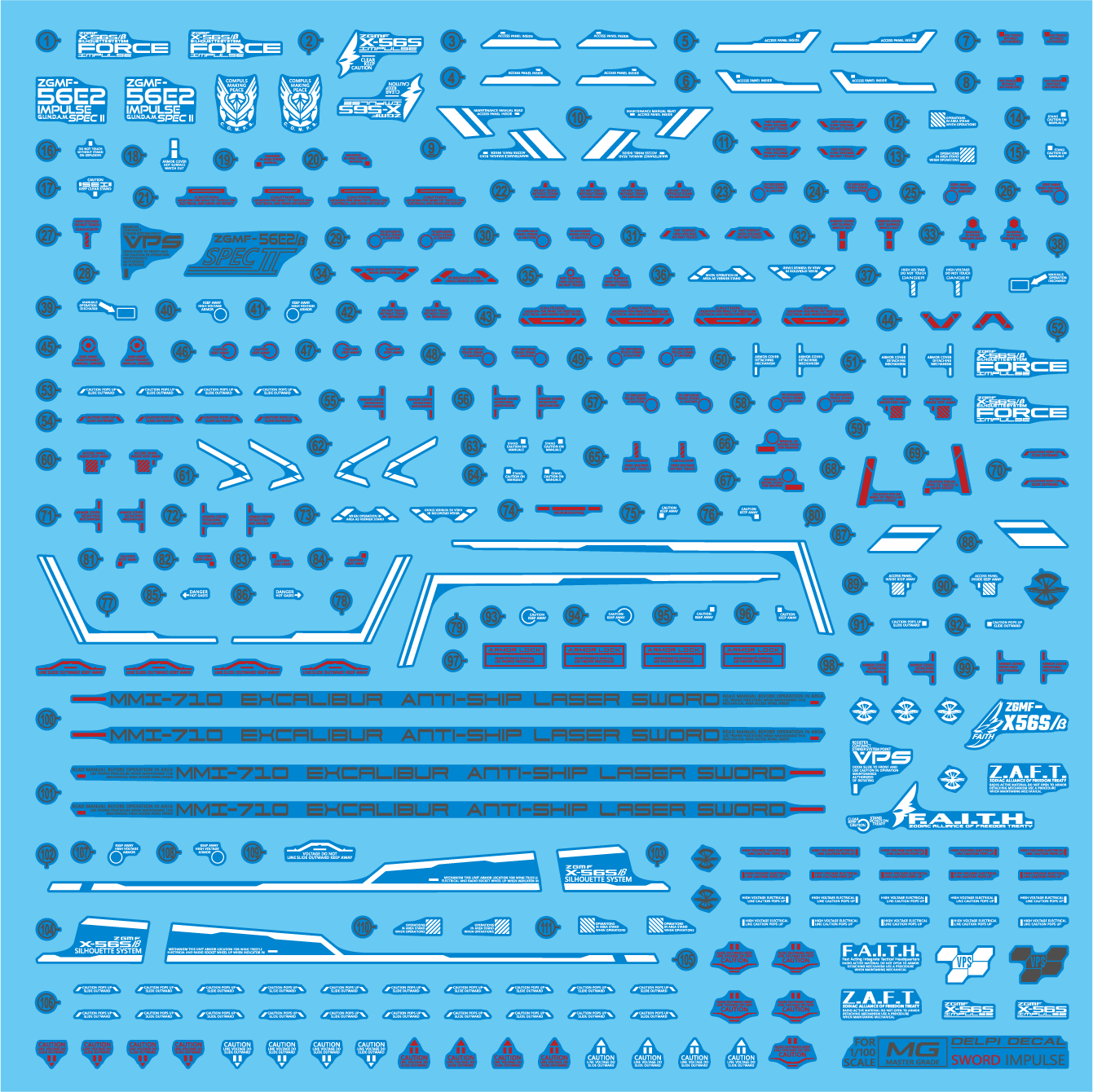 Delpi Decals MG Sword Impulse Water Decal - Trinity Hobby