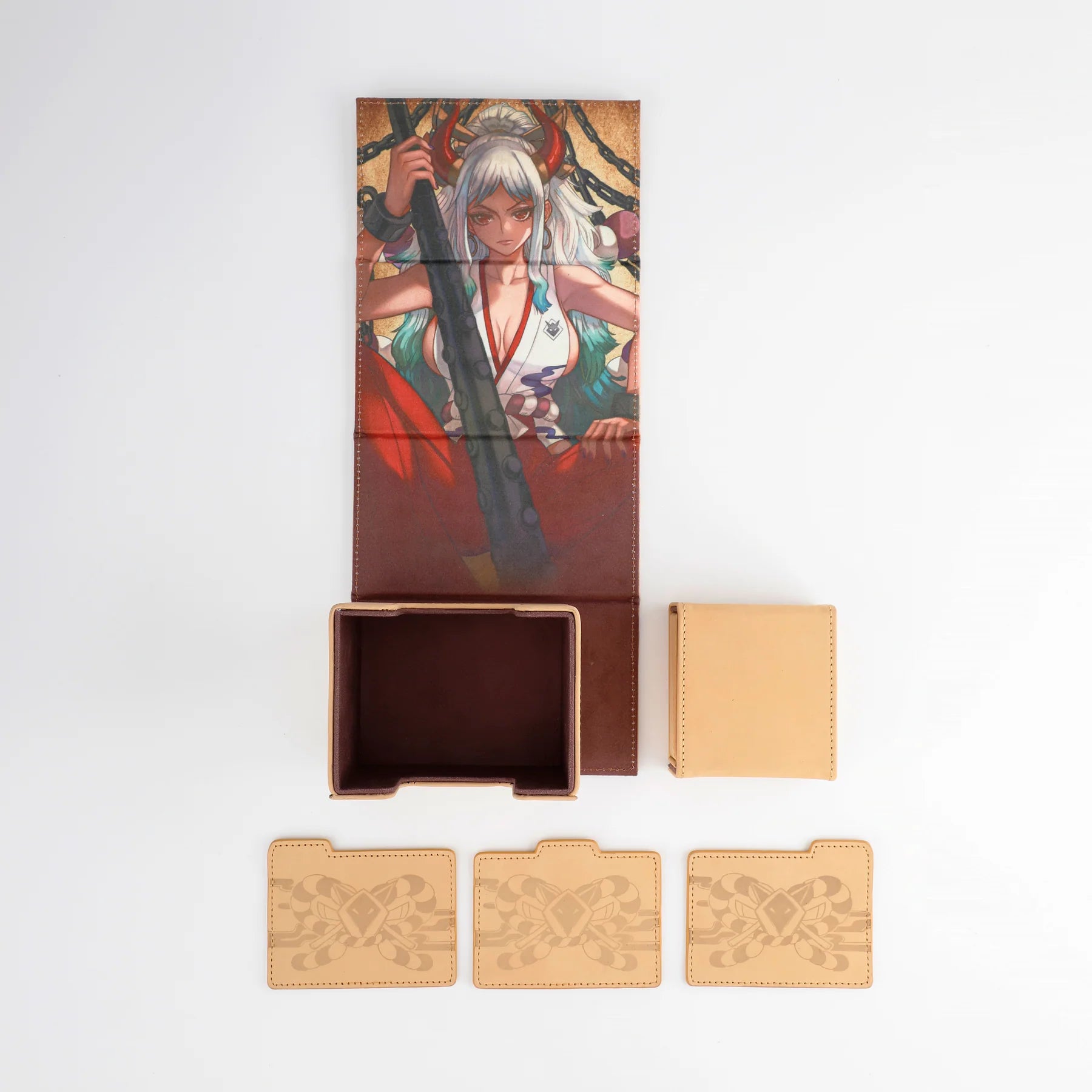 Manamoon Oni v2 - Genuine Leather Dicewinder Deck Boxes - Sand (Limit 1 Per Person) - Trinity Hobby