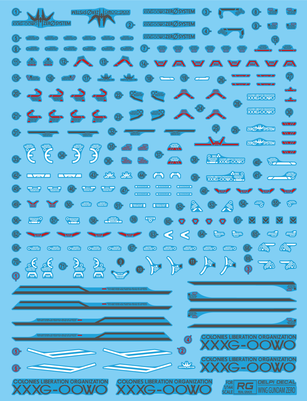 (NEW) Delpi Decals  RG WING GUNDAM ZERO WATER DECAL - Trinity Hobby