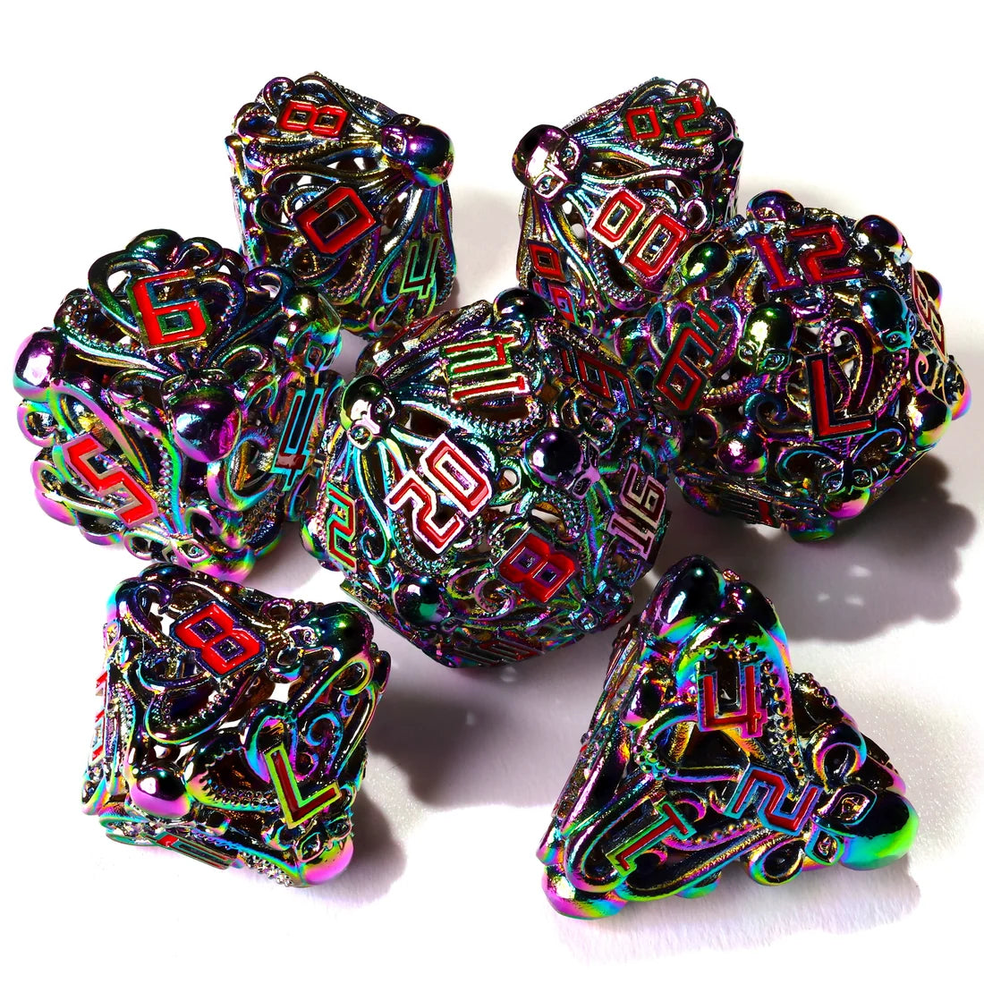 Baron of Dice - Denizens of the Deep Iridescent Metal RPG Dice Set - 7 Pieces
