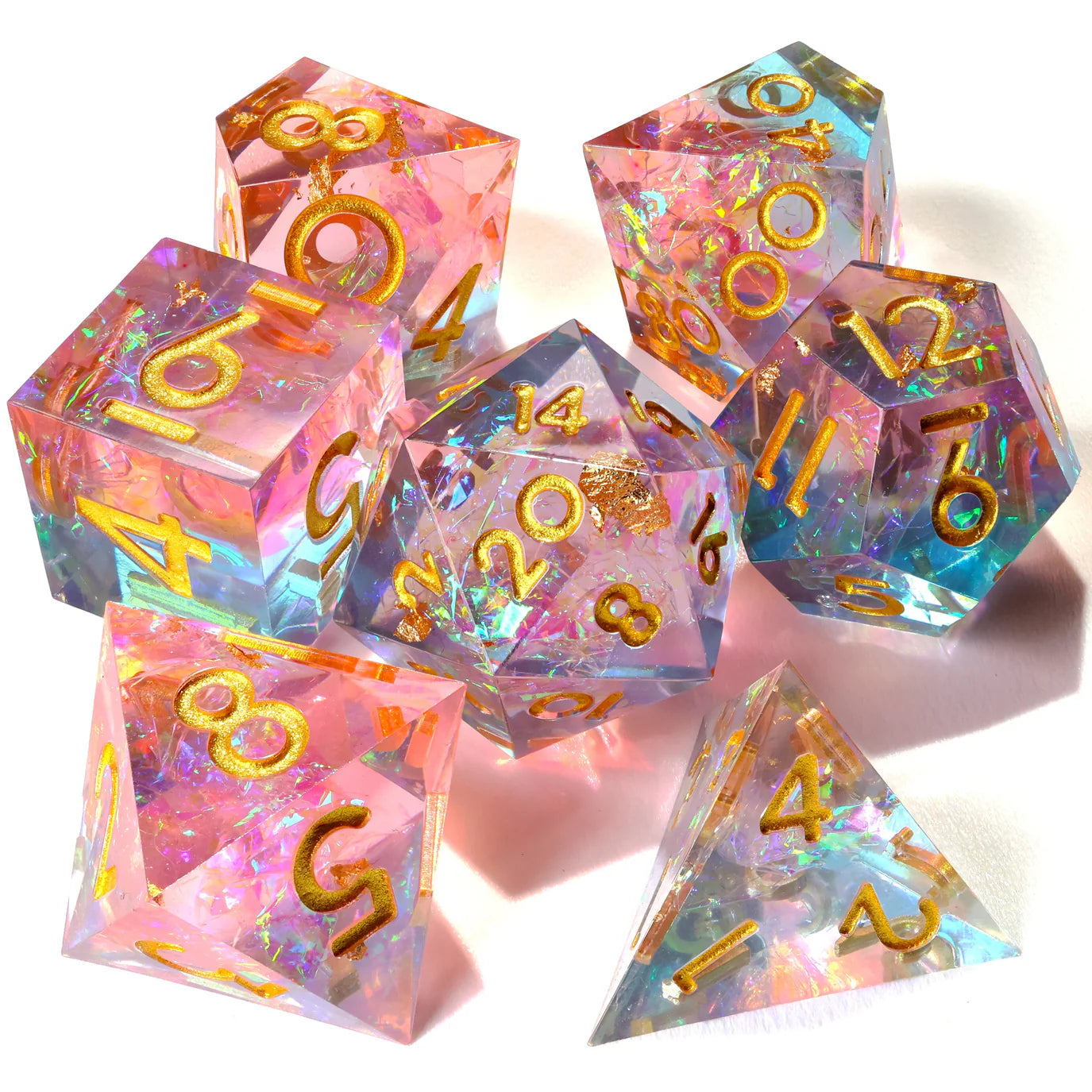 [Pre-Order] Baron of Dice - Pretty In Pink! Sharp Edge RPG Dice Set - 7 Pieces - Trinity Hobby