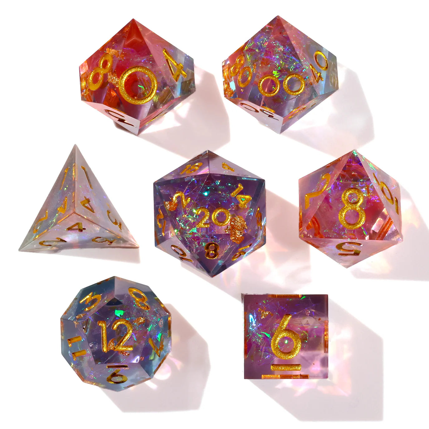 [Pre-Order] Baron of Dice - Pretty In Pink! Sharp Edge RPG Dice Set - 7 Pieces - Trinity Hobby