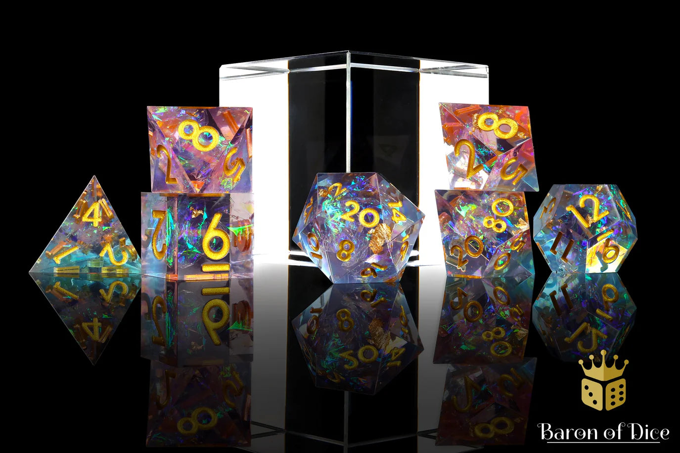 [Pre-Order] Baron of Dice - Pretty In Pink! Sharp Edge RPG Dice Set - 7 Pieces - Trinity Hobby