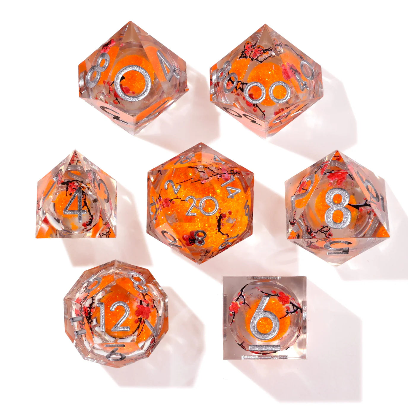 [Pre-Order] Baron of Dice - Autumn Cherry Blossom Liquid Core RPG Dice Set - 7 Pieces - Trinity Hobby