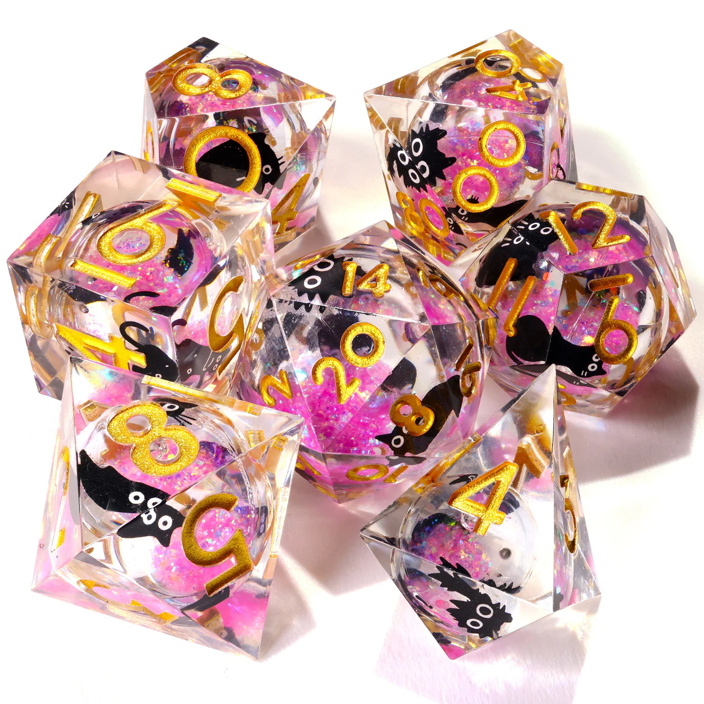 [Pre-Order] Baron of Dice - Amethyst Neko Liquid Core RPG Dice Set - 7 Pieces - Trinity Hobby