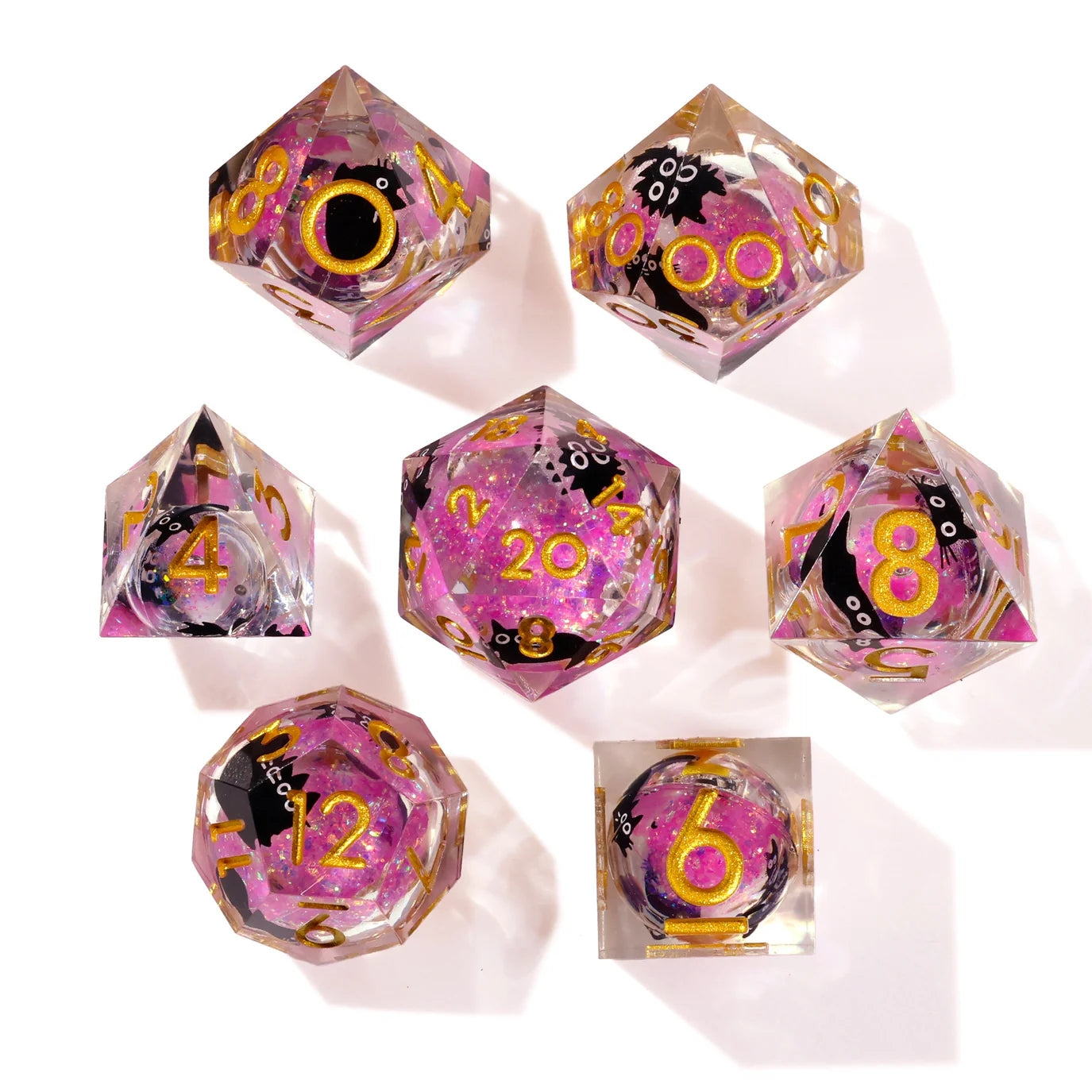 [Pre-Order] Baron of Dice - Amethyst Neko Liquid Core RPG Dice Set - 7 Pieces - Trinity Hobby