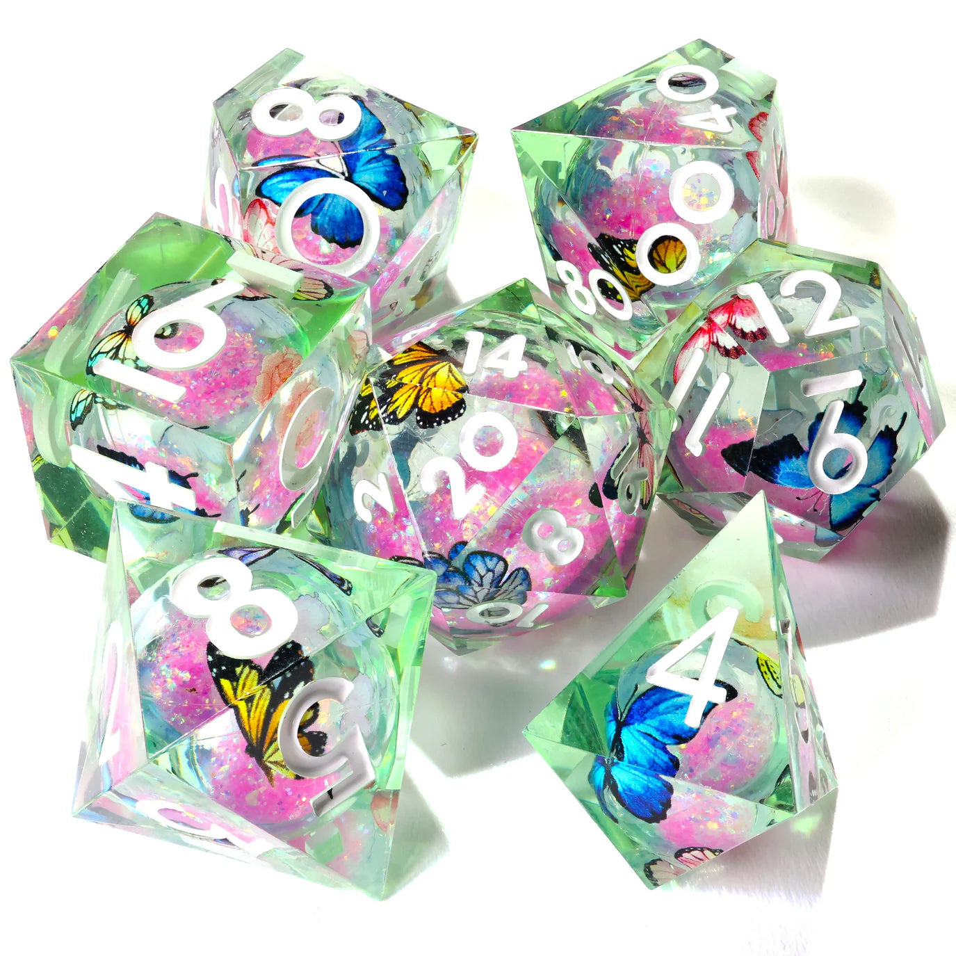 [Pre-Order] Baron of Dice - Summer Butterfly Liquid Core RPG Dice Set - 7 Pieces - Trinity Hobby