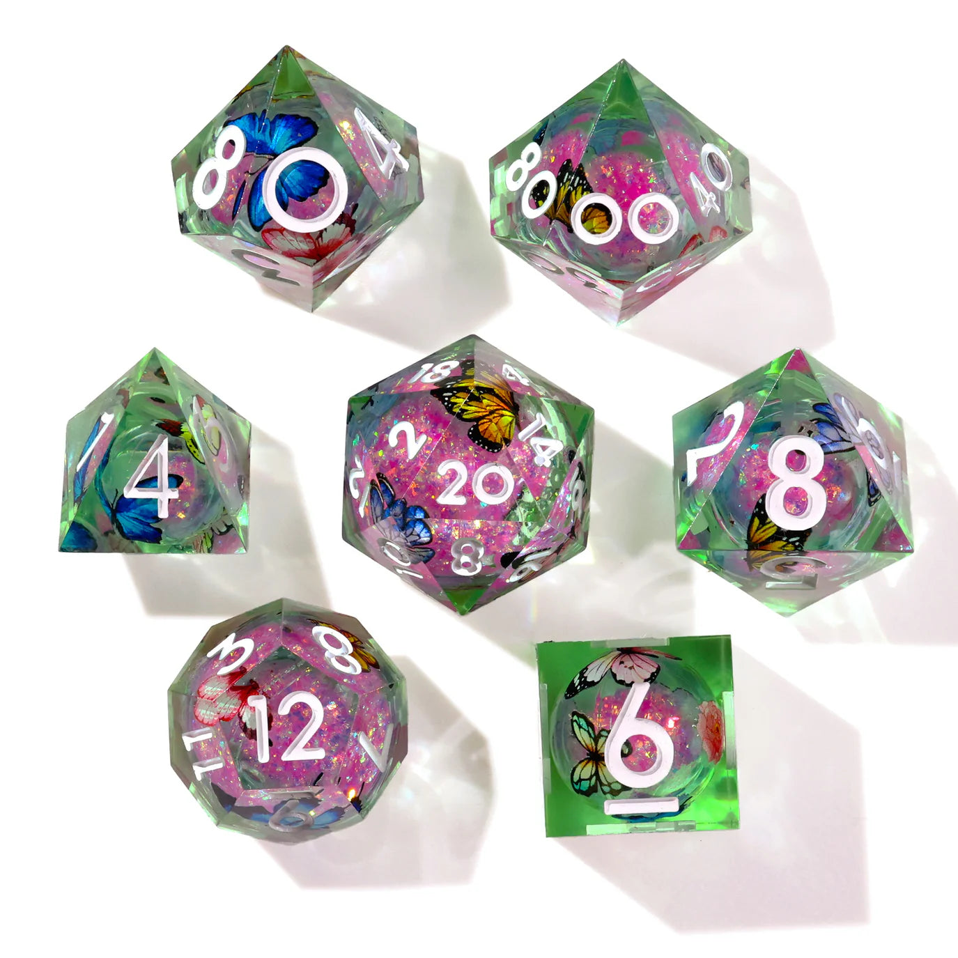 [Pre-Order] Baron of Dice - Summer Butterfly Liquid Core RPG Dice Set - 7 Pieces - Trinity Hobby