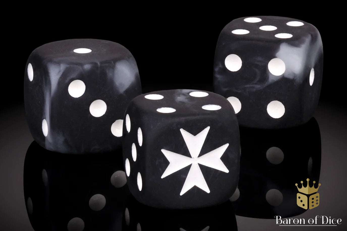 [Pre-Order] Baron of Dice - (ROUND EDGE) Knights Templar - Black [25 CT] - Trinity Hobby