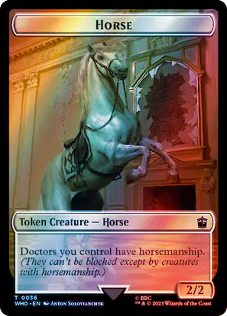 Horse // Clue (0053) Double-Sided Token (Surge Foil) [Doctor Who Tokens] - Trinity Hobby