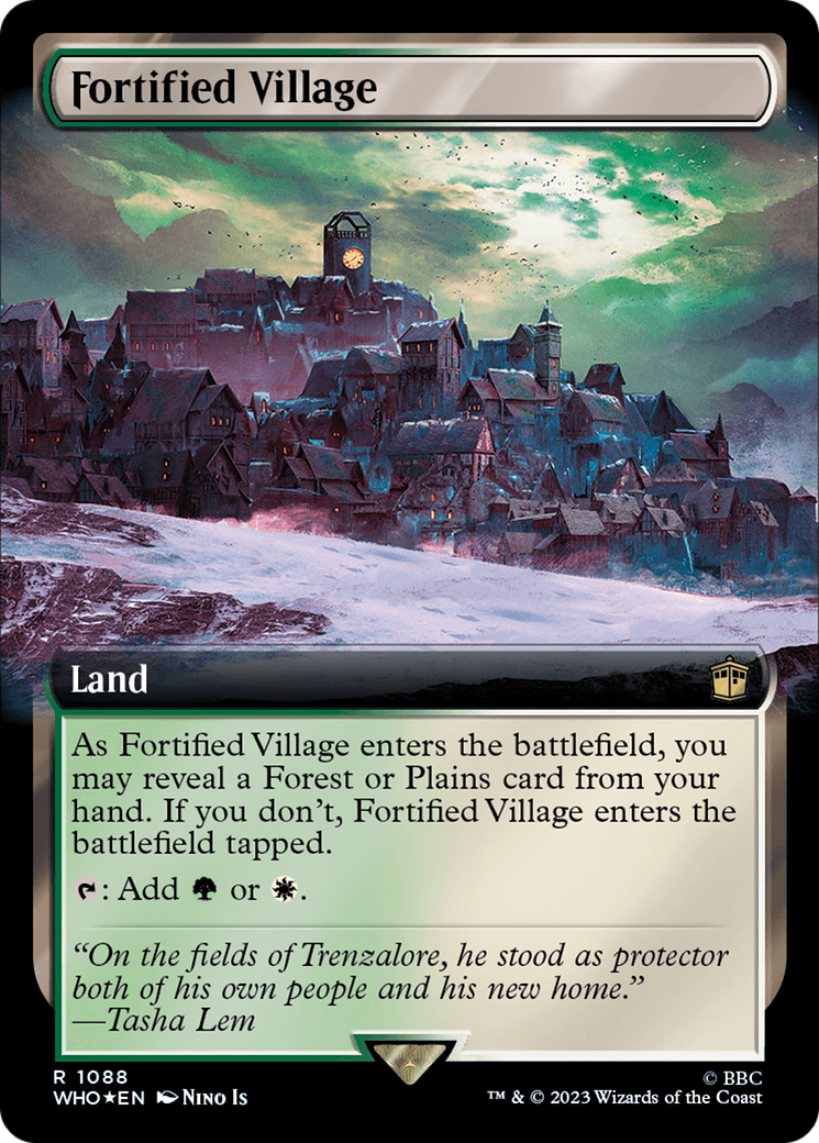 Fortified Village (Extended Art) (Surge Foil) [Doctor Who] - Trinity Hobby