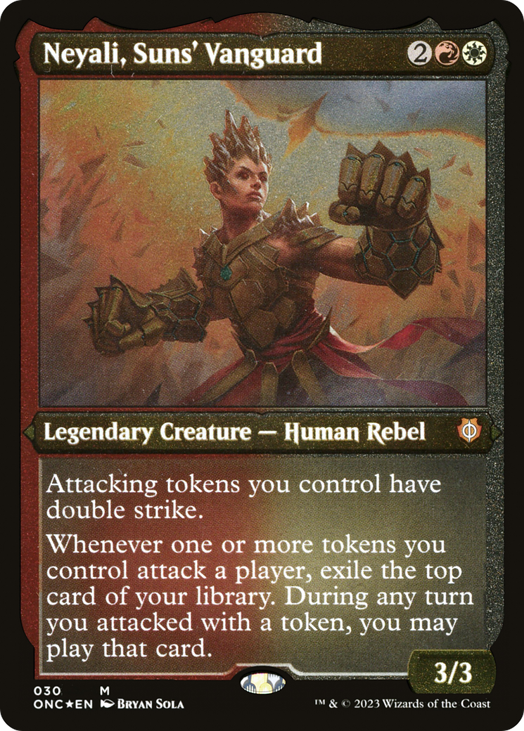 Neyali, Suns' Vanguard (Foil Etched) (Display Commander) [Phyrexia: All Will Be One Commander] - Trinity Hobby