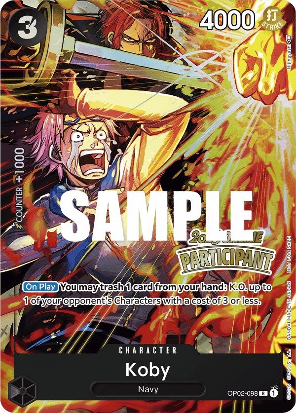 Koby (Online Regional 2023) [Participant] (OP02-098) - [One Piece Promotion Cards] Foil - Trinity Hobby