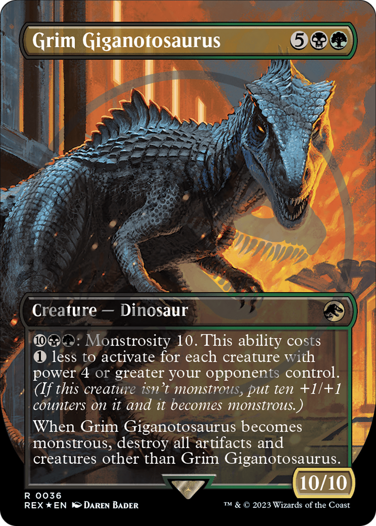Grim Giganotosaurus (Emblem) (Borderless) [Jurassic World Collection Tokens] - Trinity Hobby