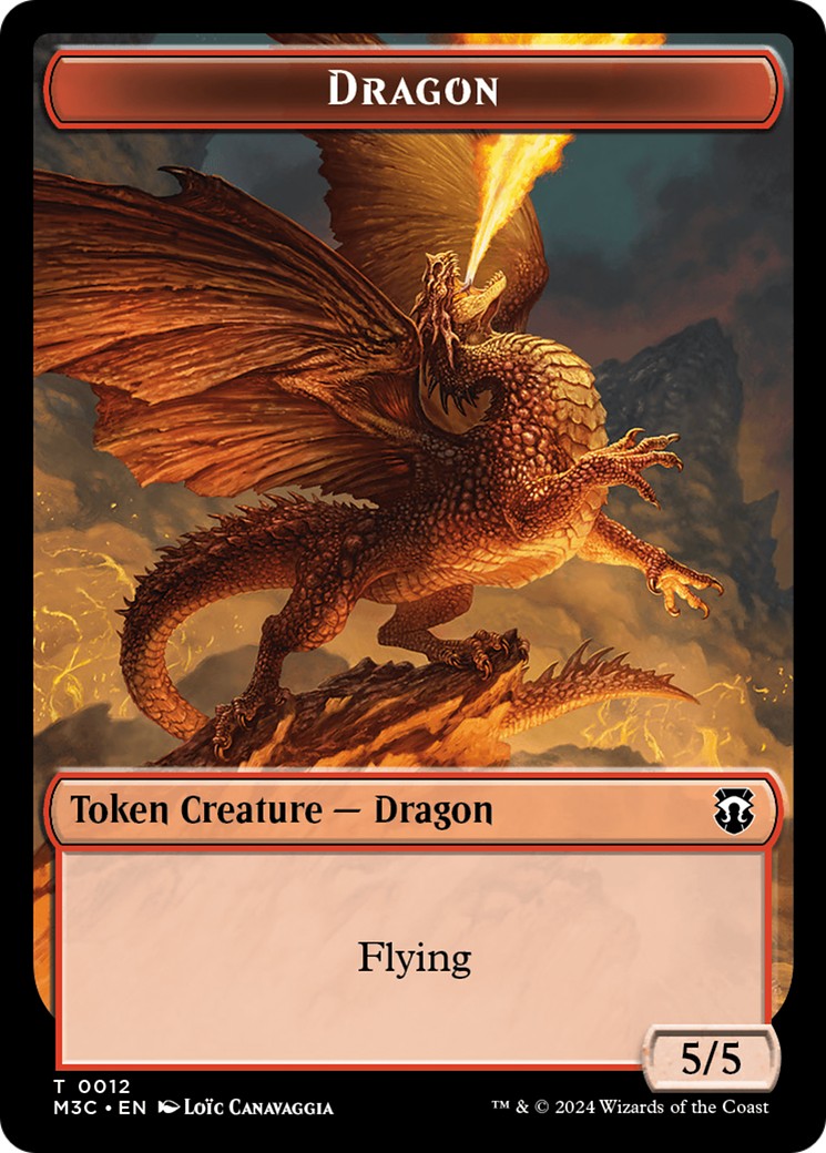 Dragon (Ripple Foil) // Treasure Double-Sided Token [Modern Horizons 3 Commander Tokens] - Trinity Hobby