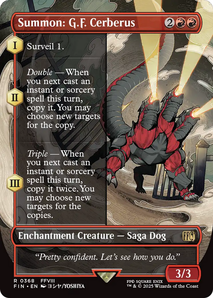Summon: G.F. Cerberus  [Foil]  (FIN-368) - [FINAL FANTASY]: (enchantment) (Borderless) - Trinity Hobby