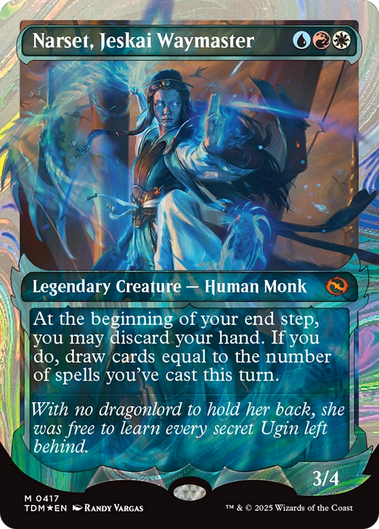 Narset, Jeskai Waymaster  [Foil]  (TDM-417) - [Tarkir: Dragonstorm]: (Showcase) (Borderless) - Trinity Hobby