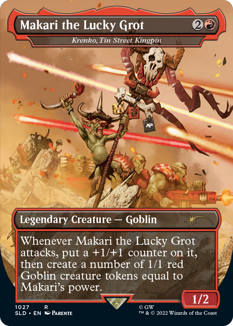 Makari the Lucky Grot - Krenko, Tin Street Kingpin (Borderless) [Secret Lair Drop Series] - Trinity Hobby