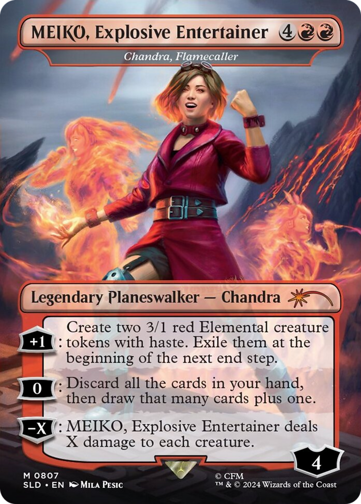 MEIKO, Explosive Entertainer - Chandra, Flamecaller (Rainbow Foil) [Secret Lair Drop Series] - Trinity Hobby