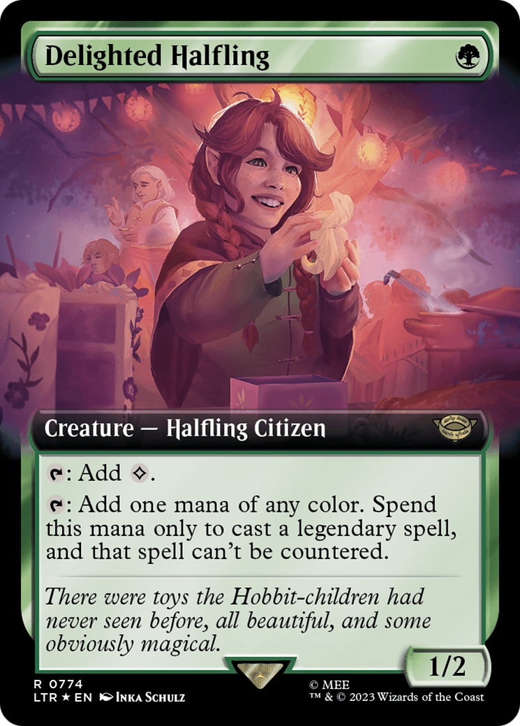 Delighted Halfling (Extended Art) (Surge Foil) [The Lord of the Rings: Tales of Middle-Earth] - Trinity Hobby