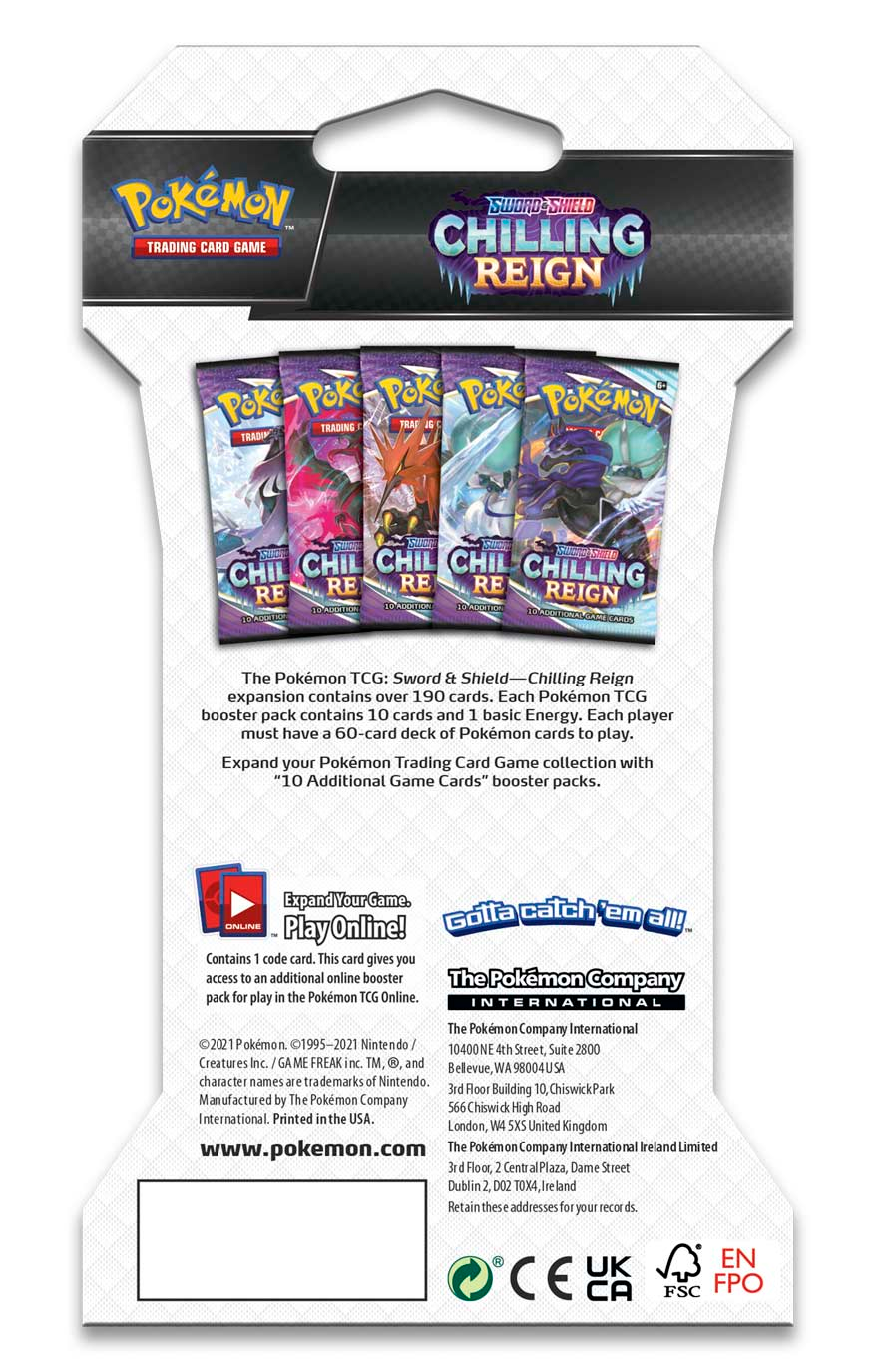 Sword & Shield: Chilling Reign - Sleeved Booster Pack - Trinity Hobby