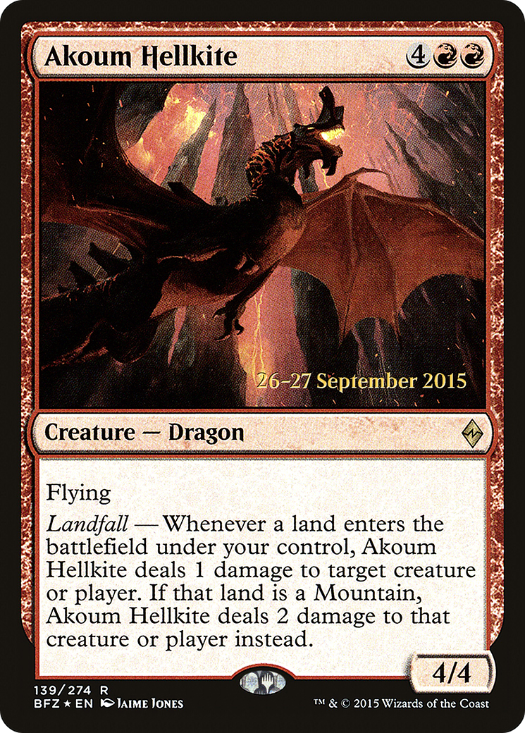 Akoum Hellkite [Battle for Zendikar Prerelease Promos] - Trinity Hobby