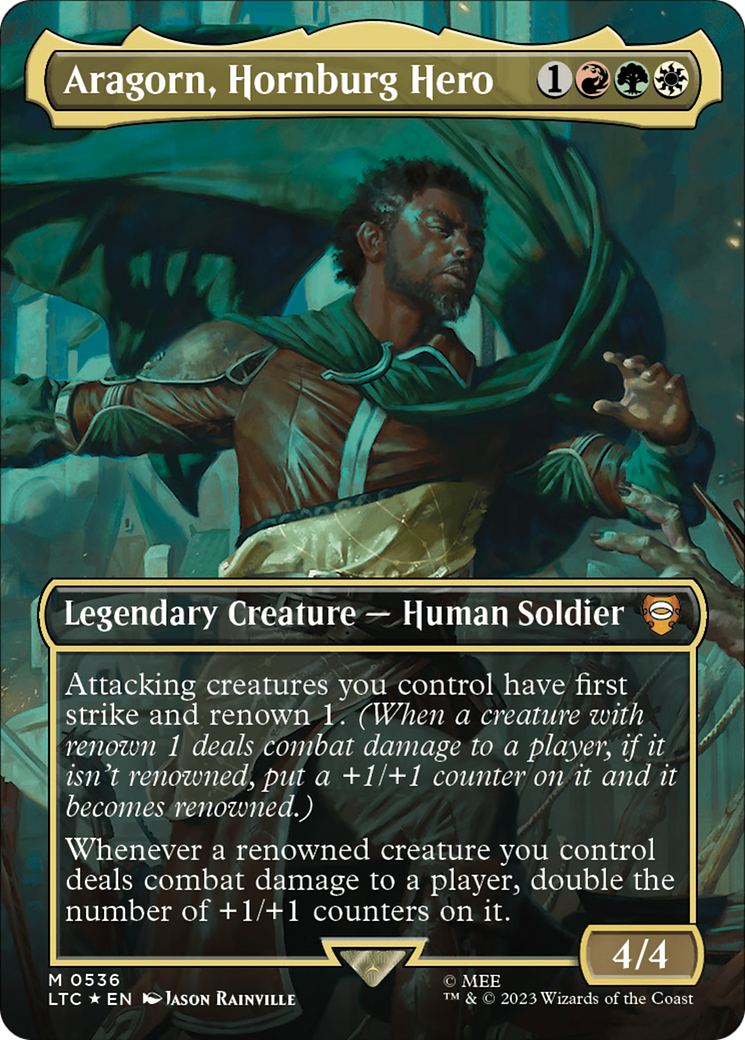 Aragorn, Hornburg Hero (Borderless) (Surge Foil) [The Lord of the Rings: Tales of Middle-Earth Commander] - Trinity Hobby