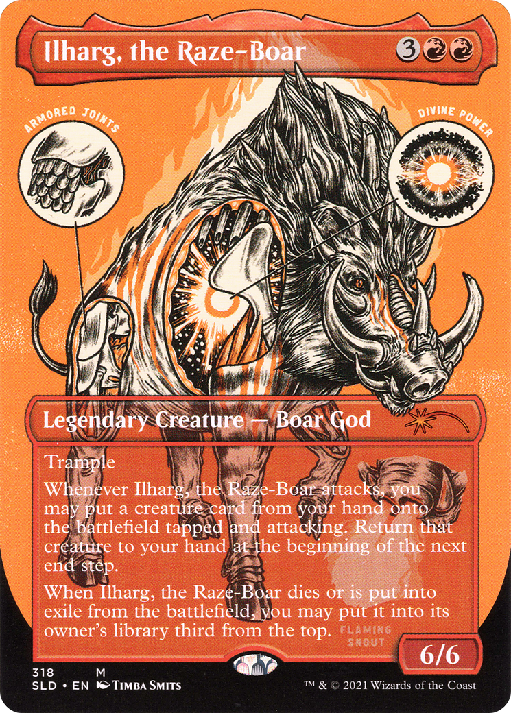Ilharg, the Raze-Boar [Etched Foil]  (SLD-318) - [Secret Lair Drop] (Borderless) - Trinity Hobby