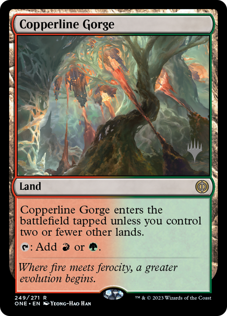 Copperline Gorge (Promo Pack) [Phyrexia: All Will Be One Promos] - Trinity Hobby