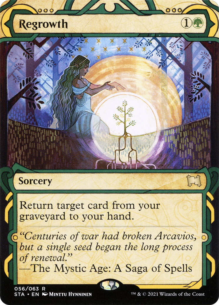 Regrowth [Etched Foil]  (STA-056) - [Strixhaven Mystical Archive]: (Showcase) (Borderless) - Trinity Hobby