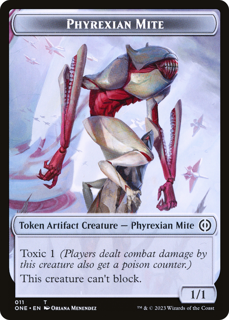 Phyrexian Mite (011) // Phyrexian Golem Double-Sided Token [Phyrexia: All Will Be One Tokens] - Trinity Hobby