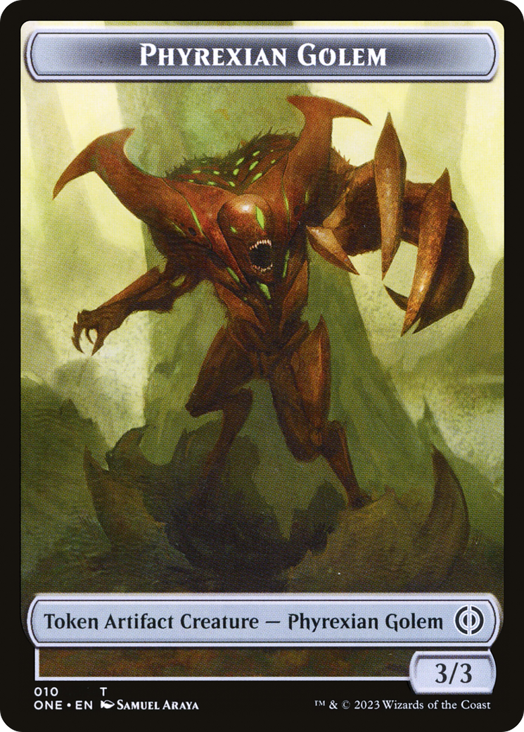 Phyrexian Mite Token (012) // Phyrexian Golem Double-Sided Token [Phyrexia: All Will Be One Tokens] - Trinity Hobby