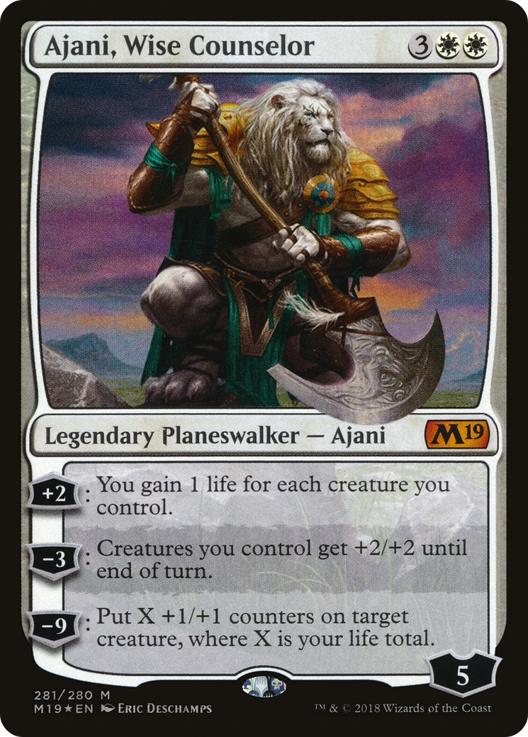 Ajani, Wise Counselor [Core Set 2019] - Trinity Hobby
