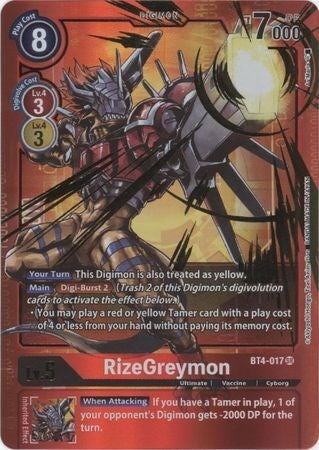 RizeGreymon [BT4-017] (Alternate Art - Red Border) [Great Legend Promos] - Trinity Hobby