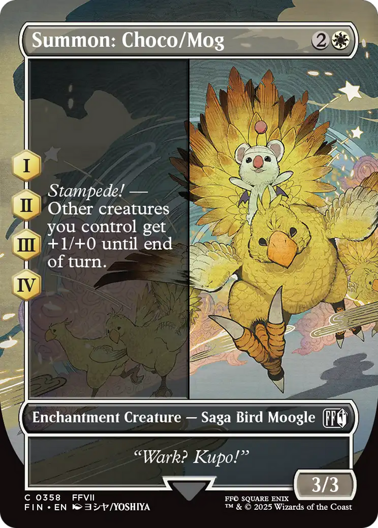 Summon: Choco/Mog  [Foil]  (FIN-358) - [FINAL FANTASY]: (borderless, enchantment) (Borderless) - Trinity Hobby
