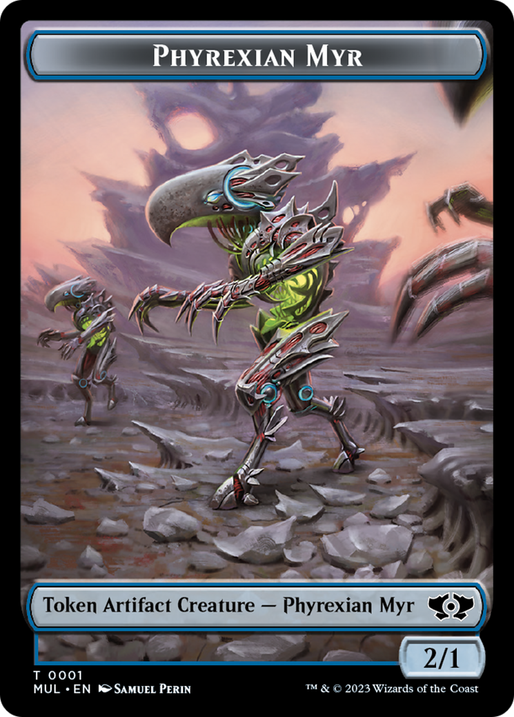 Phyrexian Myr // Wrenn and Realmbreaker Emblem Double-Sided Token [March of the Machine Tokens] - Trinity Hobby
